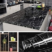 Papel vinilo tipo mármol negro autoadhesivo (197 x 24")